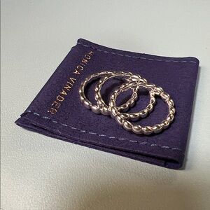 Monica Vinader Set of 3 Nura Teardrop Silver Rings Size 6